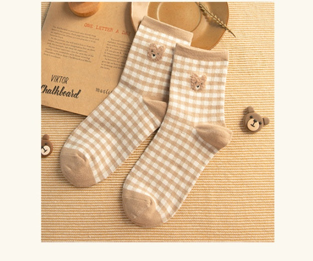 Cute Bear Girls Socks Funny Animal Party Women Socks Cotton Female Socks