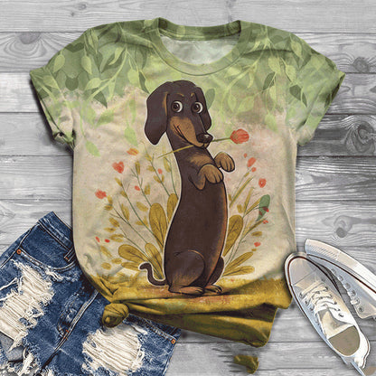 3D Printed T-shirt Female Dog Cute Pet