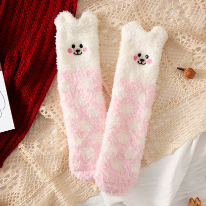 Coral fleece Christmas socks in tube socks