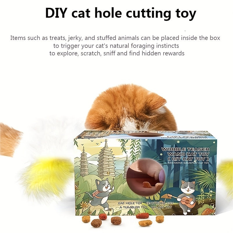 1 To 2 Cat Toys Cat Stick Cat Tumbler DIY Cat Toy A Turnip Shaped Cat Stick DIY Cat Hole Cutting Toy