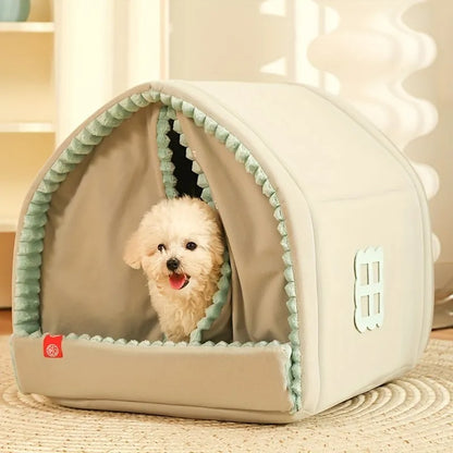 Kennel Winter Warm Small Dog House Closed