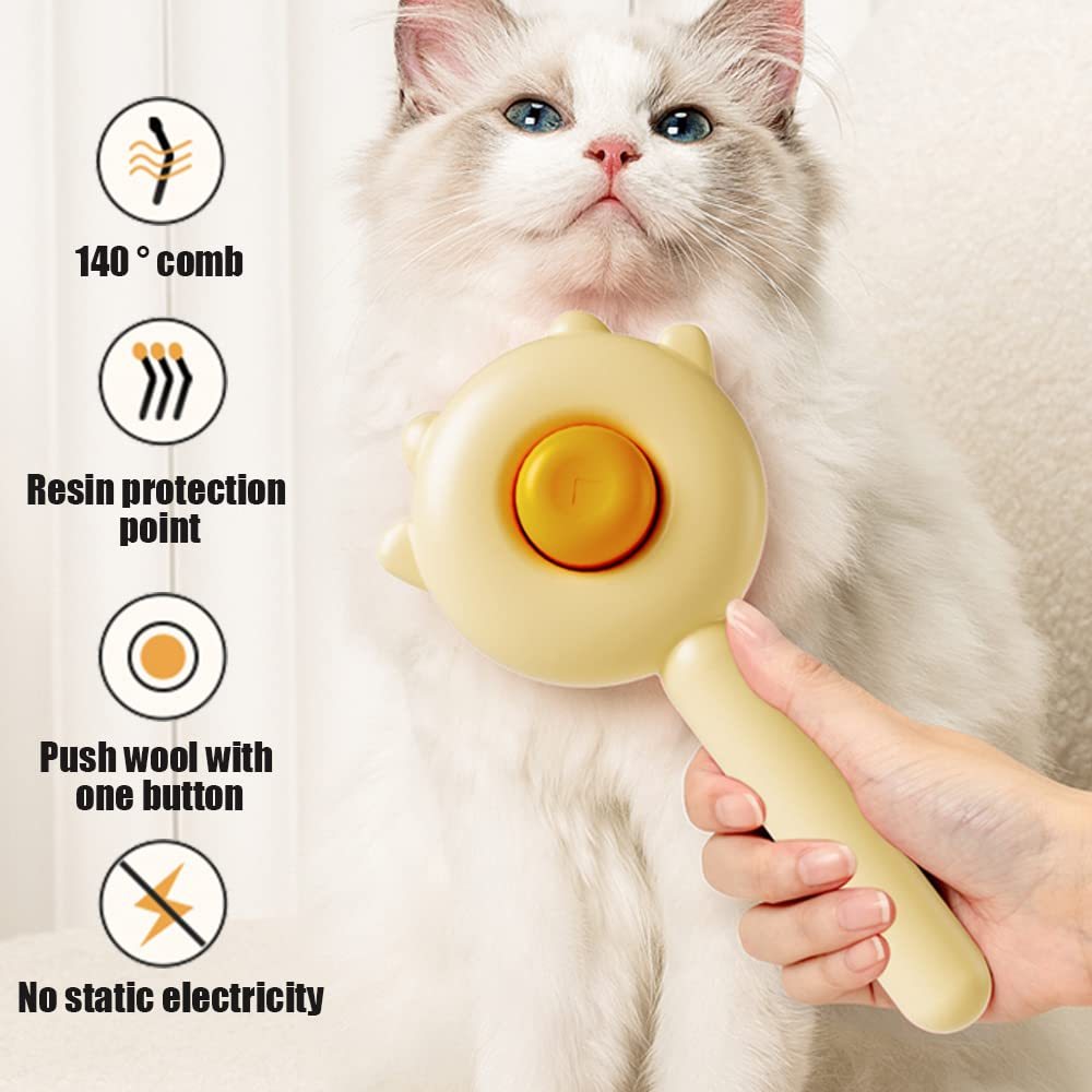 Pet Hair Cleaner Brush Cat Grooming Brush With Release Button Pet Hair Cleaner Brush Cat Grooming Brush Long Or Short Hair Cats Dogs Pet Massage BrushesComb For Cat Dog