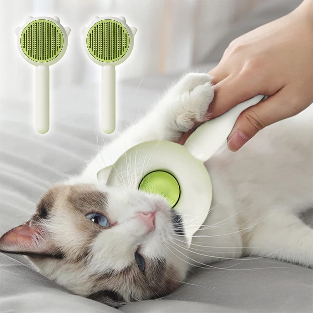 Pet Hair Cleaner Brush Cat Grooming Brush With Release Button Pet Hair Cleaner Brush Cat Grooming Brush Long Or Short Hair Cats Dogs Pet Massage BrushesComb For Cat Dog