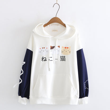 Cat printed sweater top for women