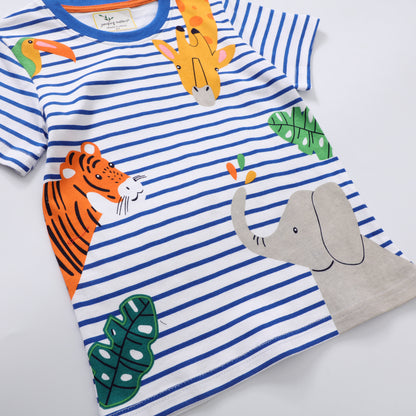 Boys Half Sleeve Printed Animal Short Sleeve