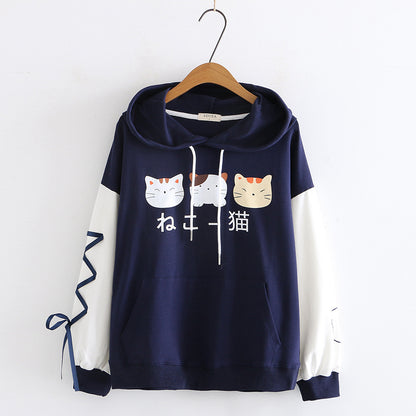 Cat printed sweater top for women