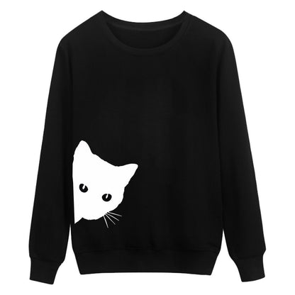 Cat head print loose long-sleeved women&