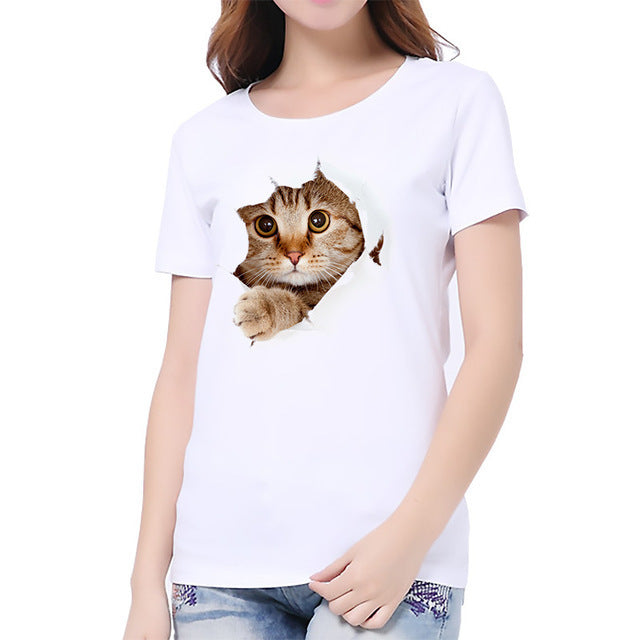 Cat Fashion Letter Print T-Shirt