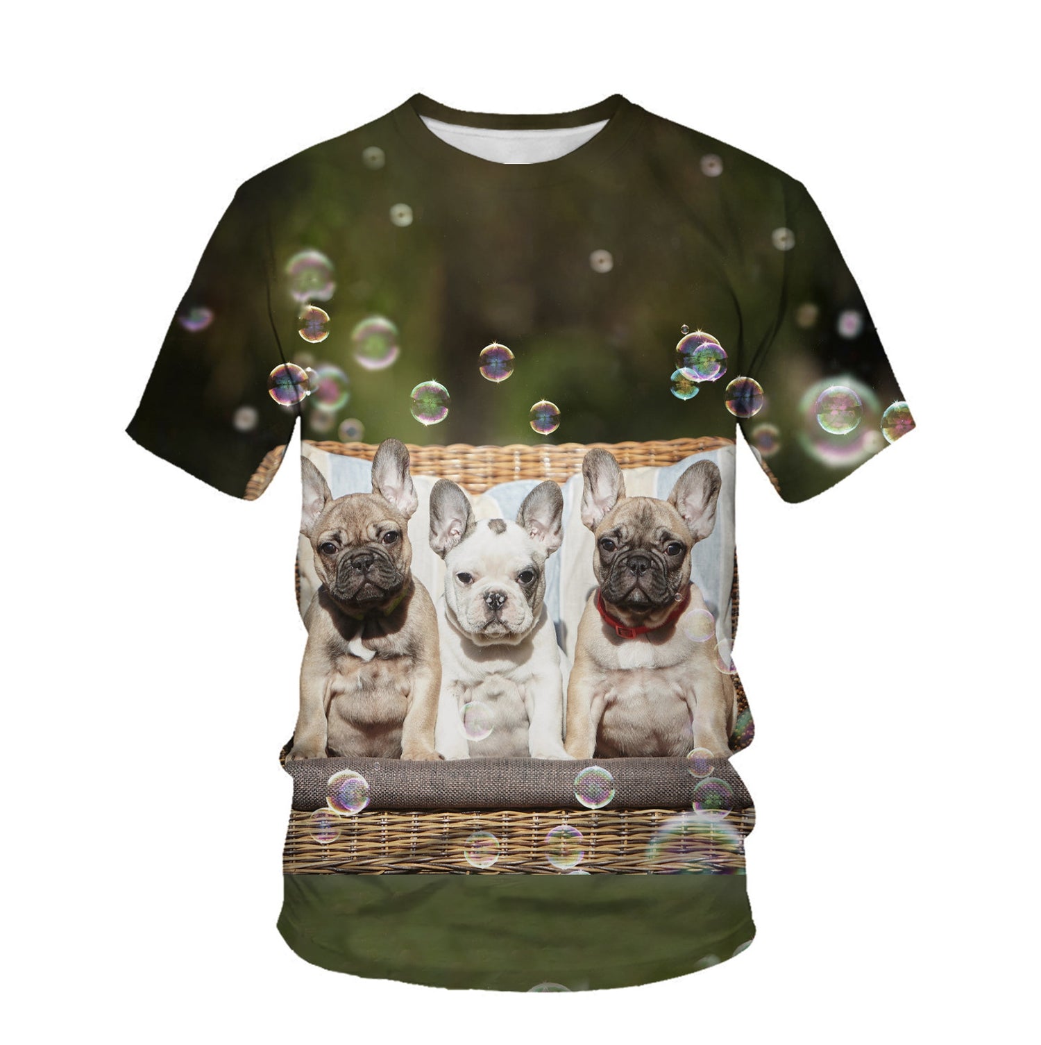 Cute pet dog men and women round neck T-shirt 3D digital printing