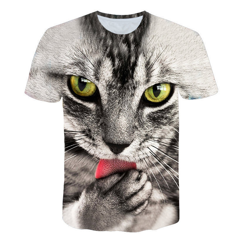 Cute Pet Cat 3D Digital Printing Casual Comfortable Breathable Men&