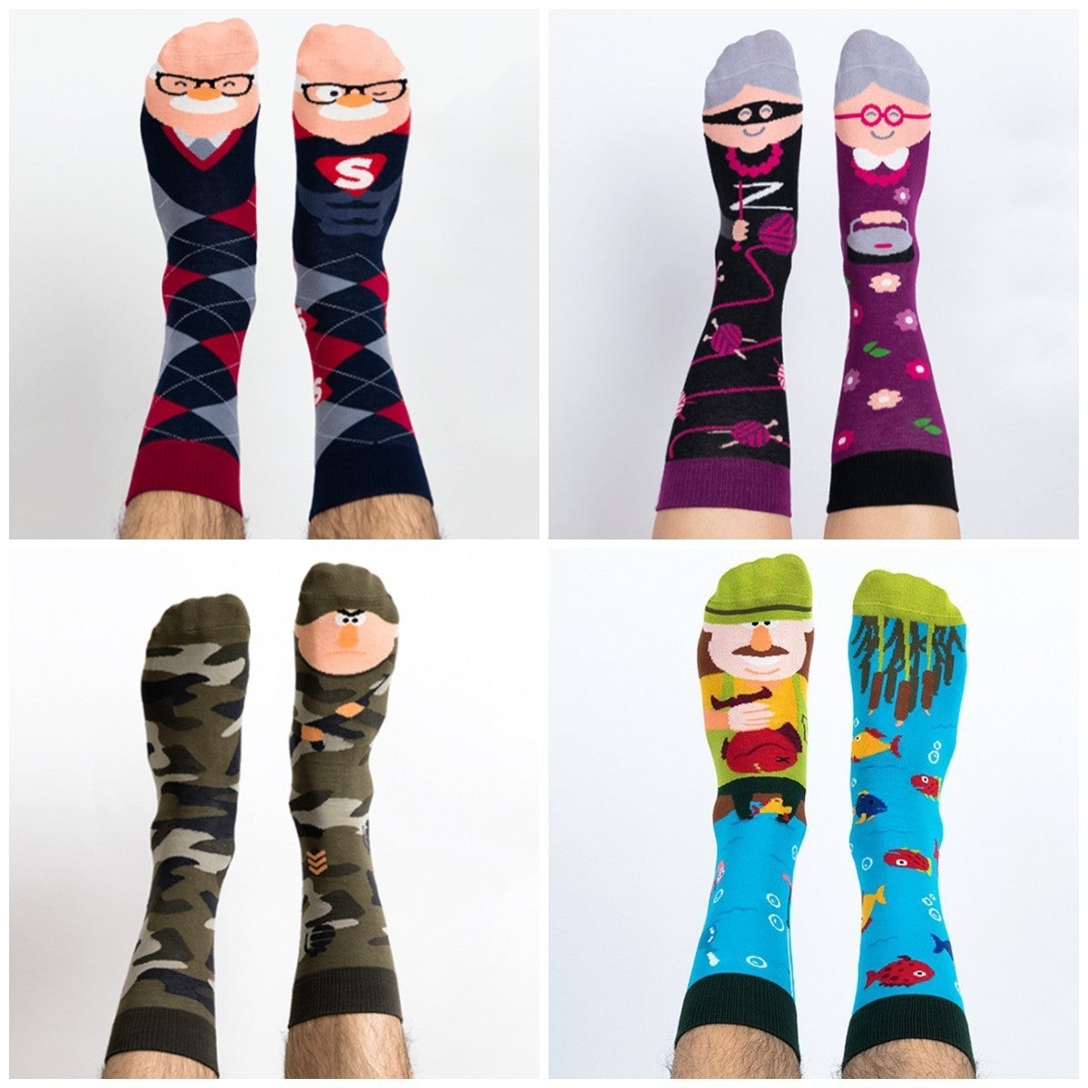 Creative Unmatched Color Socks Asymmetric AB Socks Cartoon