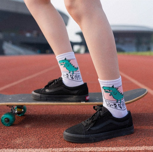 Woman Socks Korea Ulzzang Hong Kong Wind Harajuku Skate Little Animal Cute Socks Calcetine Clothing Dresses