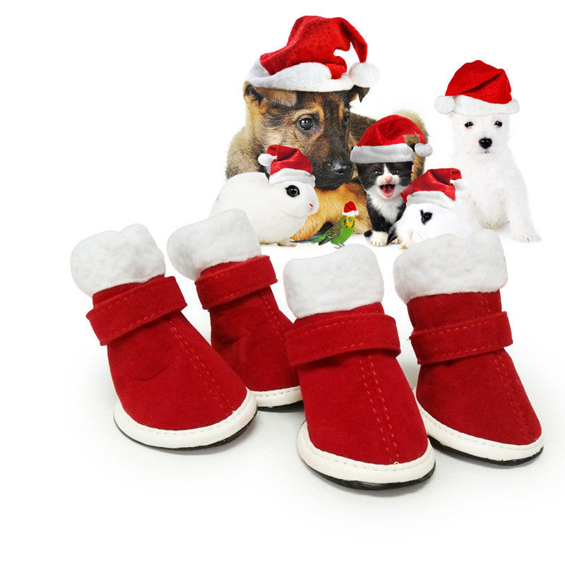 Pet Warm Plush Christmas Shoes