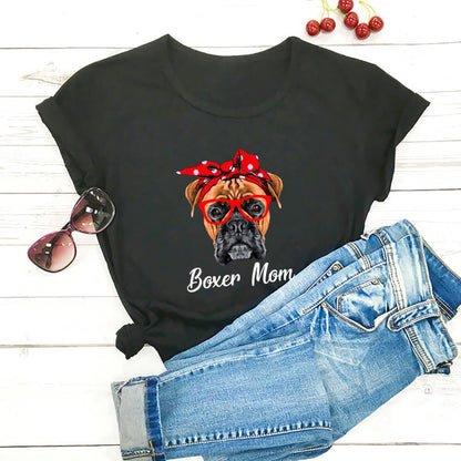 Cute Pet Mom Summer T-shirt European And American Round Neck Short Sleeve