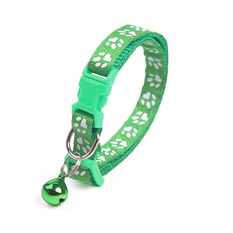 Cute Solid Color Footprints Puppy Bell Collar