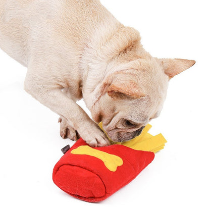 Dog gnawing teeth training french fries toy box