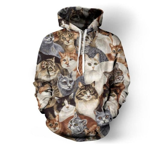 Crazy Cat Crowd 3D Hoodie