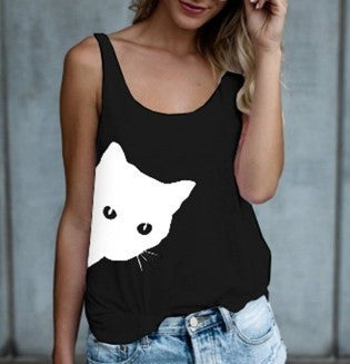 summer AliExpress eab new best selling foreign trade sling cat head print vest sleeveless