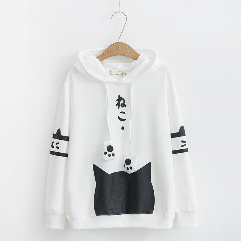 College style cute cartoon cat pullover sweater