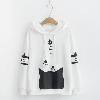 College style cute cartoon cat pullover sweater