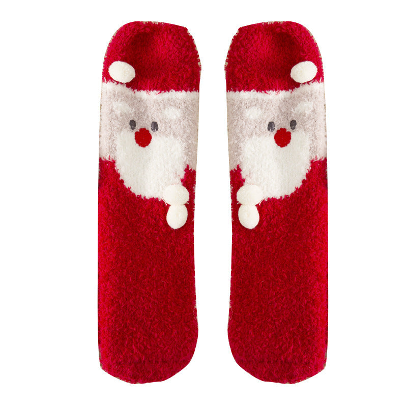 Coral fleece Christmas socks in tube socks