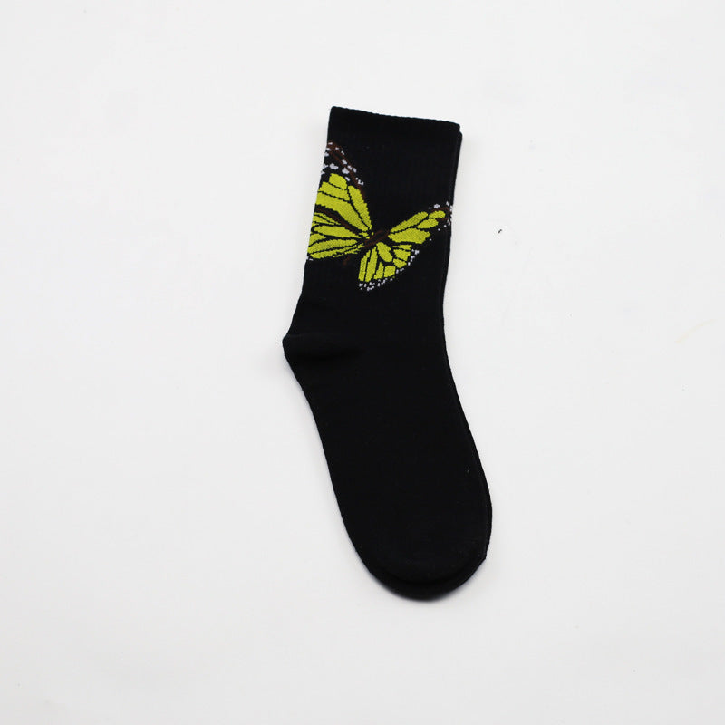 Palm butterfly cotton sports socks