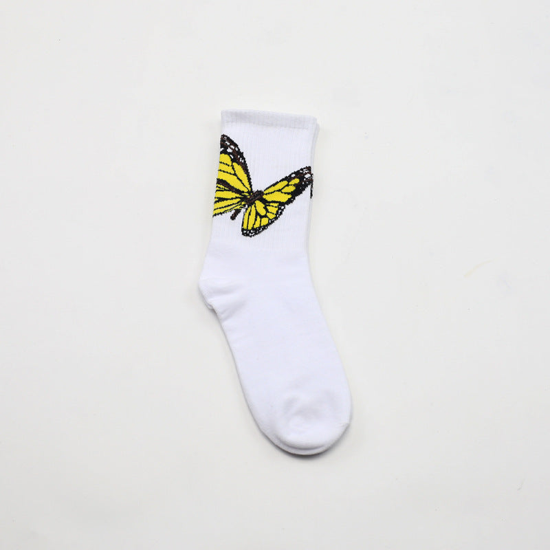 Palm butterfly cotton sports socks