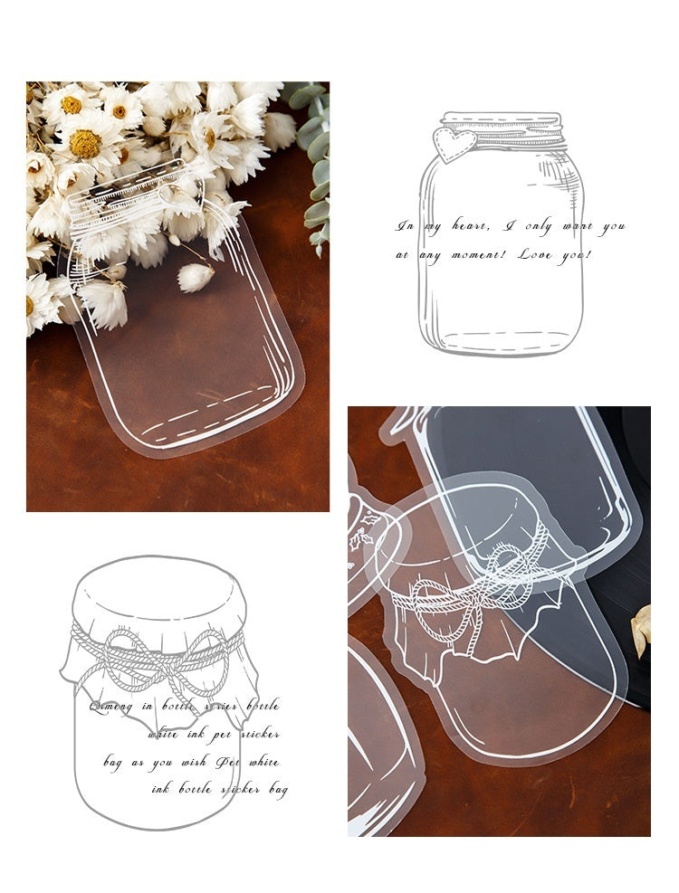 Dried Flower Bookmark Creative Glass Bottle Container PET Sticker Bookmark