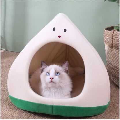 Cat Nest Peach Apple Zongzi Shaped Cat Sofa Bed Cute And Comfortable Pet Cat House Removable Nest Cushion Indoor Multifunctional Decorative Pet Bed Suitable For Small Cats And Dog