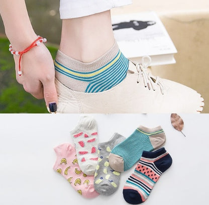 5 pair High Quality Cute Cat Striped Women Socks Creative Casual Cotton Funny Animal Socks for Woman