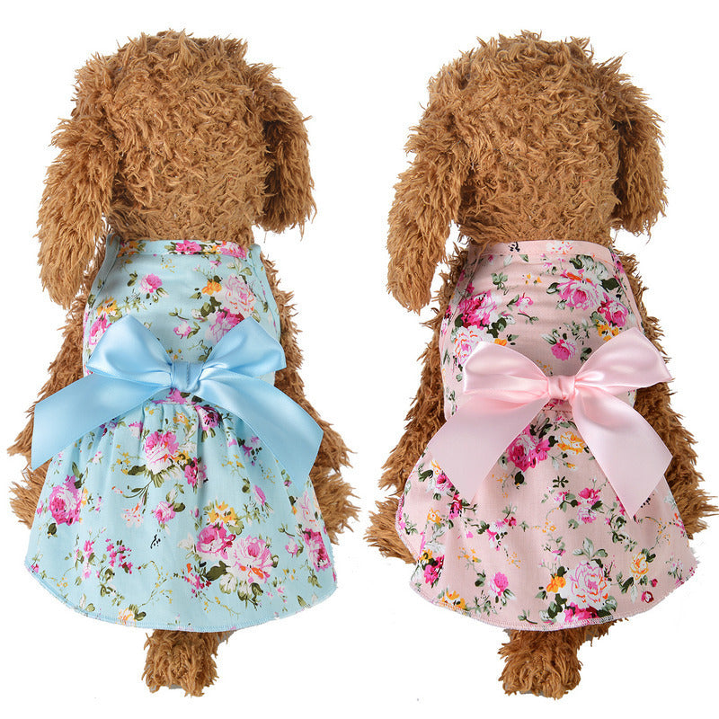 Cotton pet clothes with ribbons