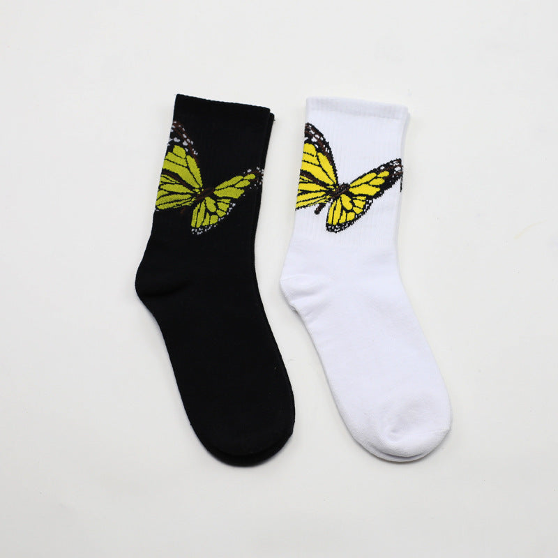 Palm butterfly cotton sports socks