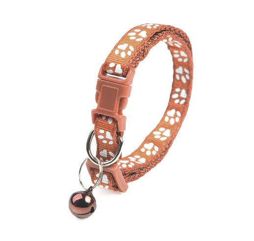 Cute Solid Color Footprints Puppy Bell Collar