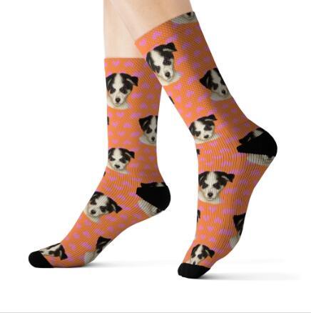 Pet head print socks