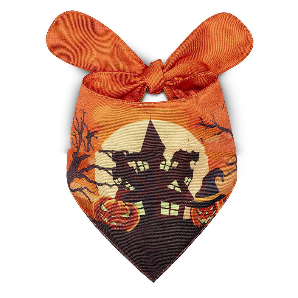 Pet Triangle Halloween Dog Saliva Towel Double Layer