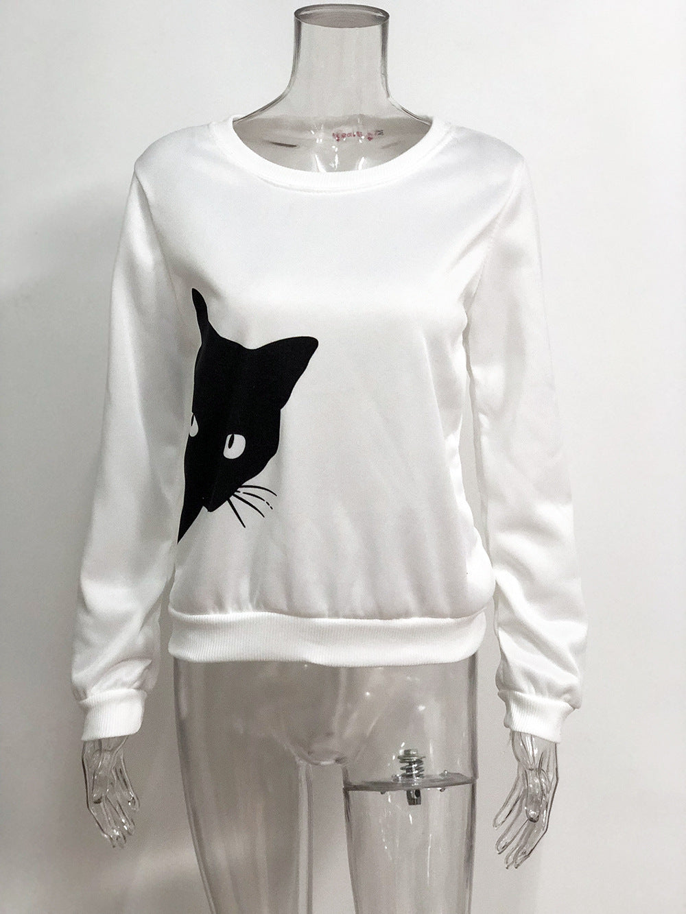 Cat head print loose long-sleeved women&