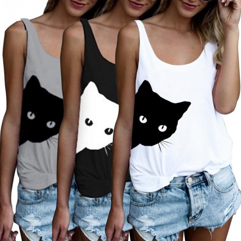 summer AliExpress eab new best selling foreign trade sling cat head print vest sleeveless