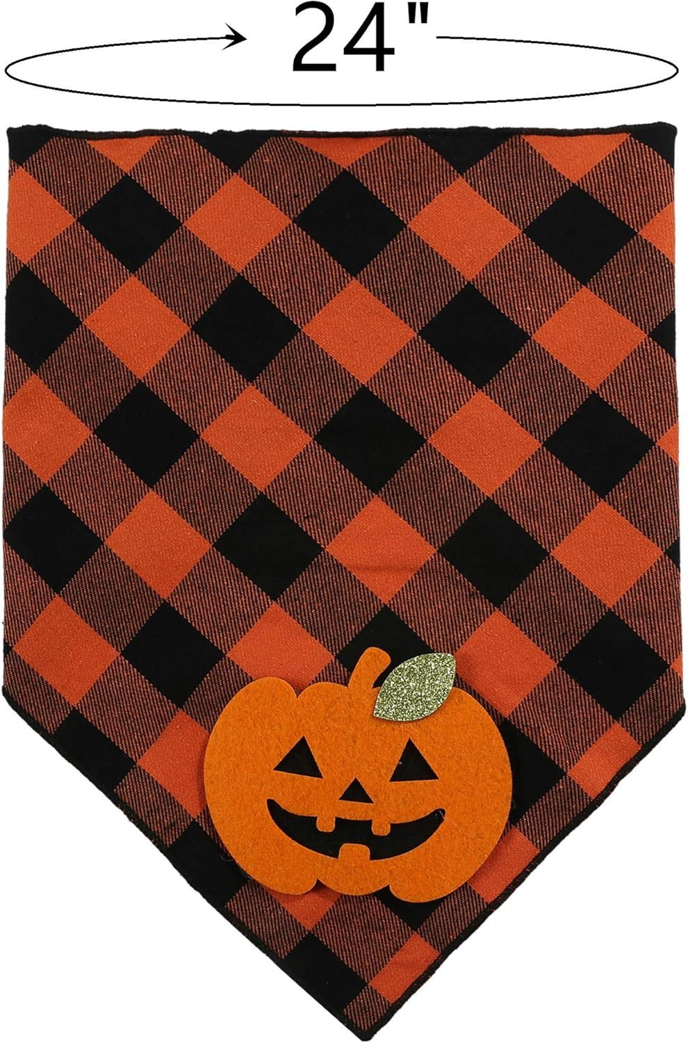 Halloween Dog Plaid Bandana With Pumpkin Appliques,Pet Dog Puppy Holiday Scarf