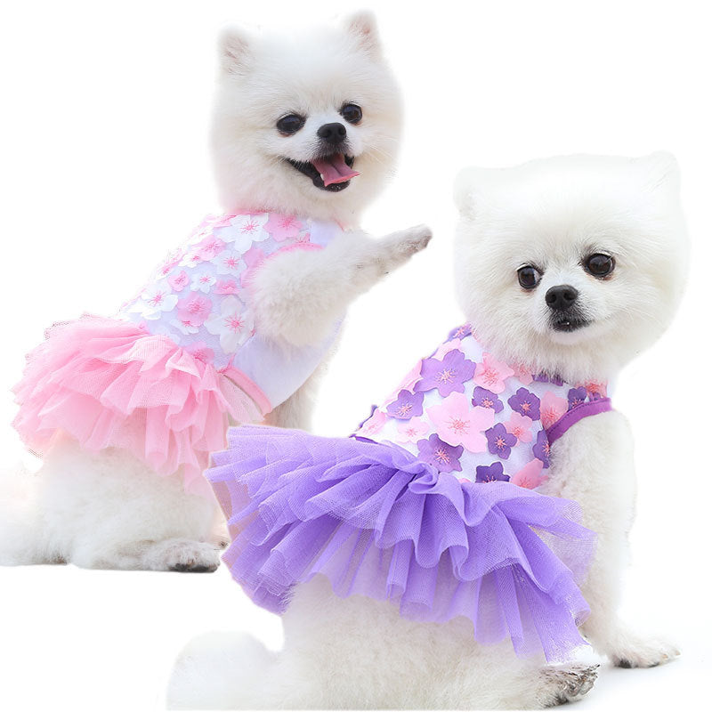 Pet Dog Skirt Pet Supplies Peach Blossom Skirt Cotton