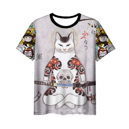 Japanese Samurai Cat 3D Digital Printing Men&