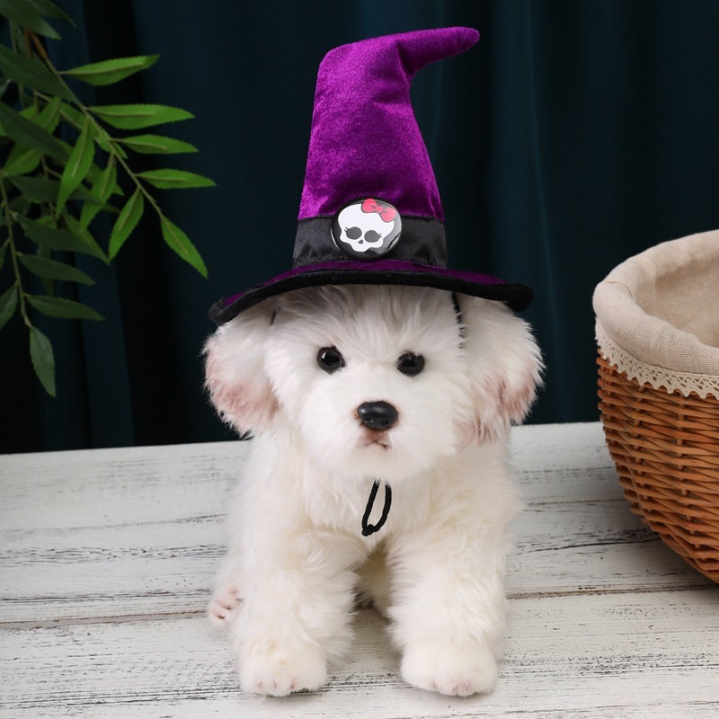 Strap Skull Velvet Cloth Halloween Pet Hat