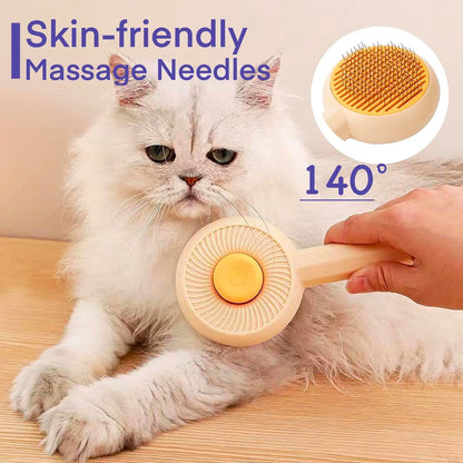 Cat Grooming Brushes Pet Hair Cleaner Brush Pet Massage Brushes For Cats Dogs With Self-Cleaning Button Pet Shedding Brush For Removing Tangles Loose Fur