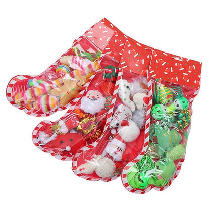 Christmas stocking bells plush mouse funny cat stick pet cat toy