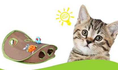 Cat Toy With A Bell To Catch The Ball, Puzzle And Playable Nine-hole Mouse Hole