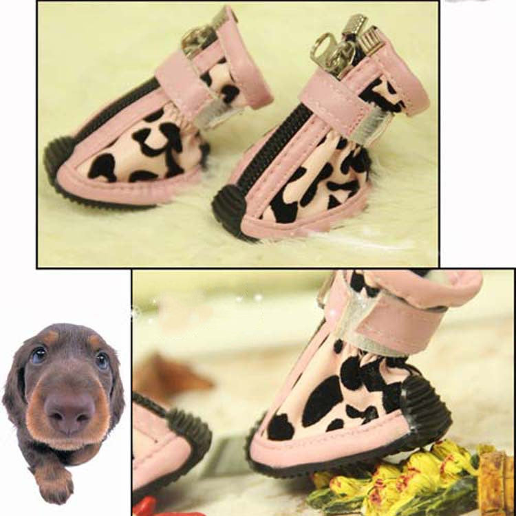 New Fashion PU Leopard Print Pet Shoes