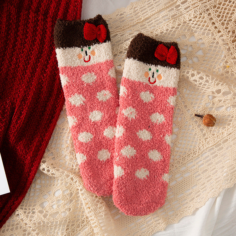 Coral fleece Christmas socks in tube socks