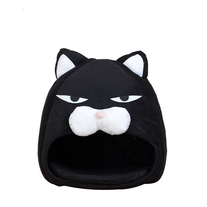 Cartoon Cat Bed Fleece Lovely Pet House For Puppy Cat Warm