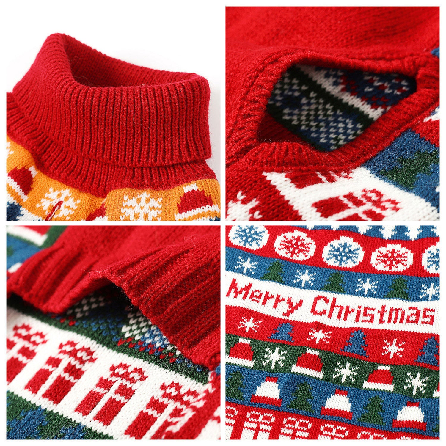 Autumn Pet Christmas Acrylic Sweater Red