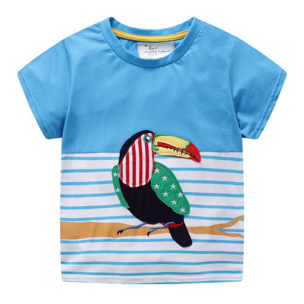 Boys And Girls Cotton Summer Cute Contrast Short-Sleeved Top