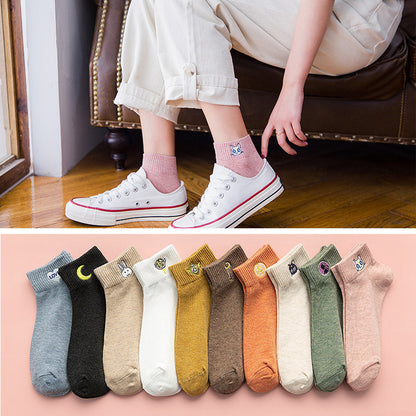 5 pairs of solid colored cotton socks